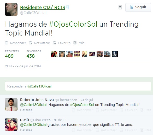 Repercusión en Twitter Ojos color sol