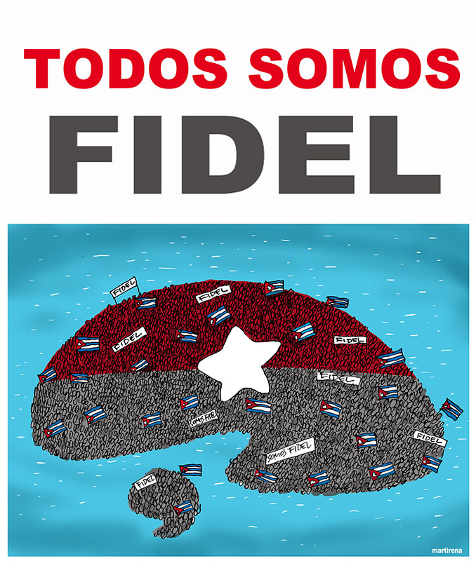 Todos somos Fidel, caricatura Martirena