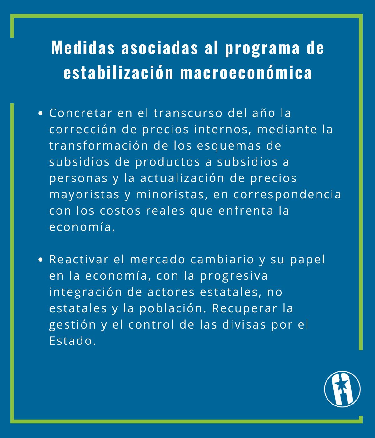 Medidas asociadas al programa de estabilización macroeconómica