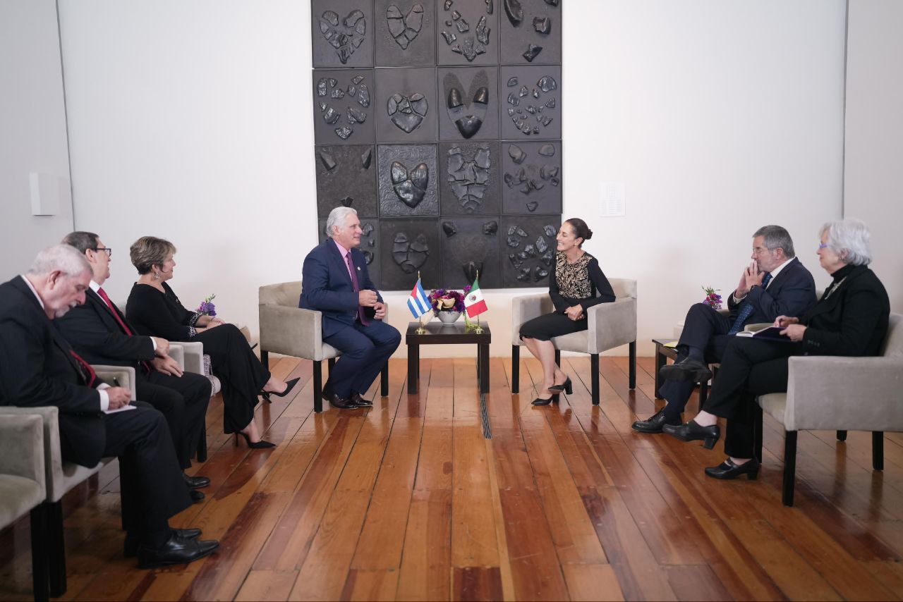 El presidente de Cuba, Miguel Díaz-Canel, sostuvo un encuentro con su homóloga de México, Claudia Sheinbaum