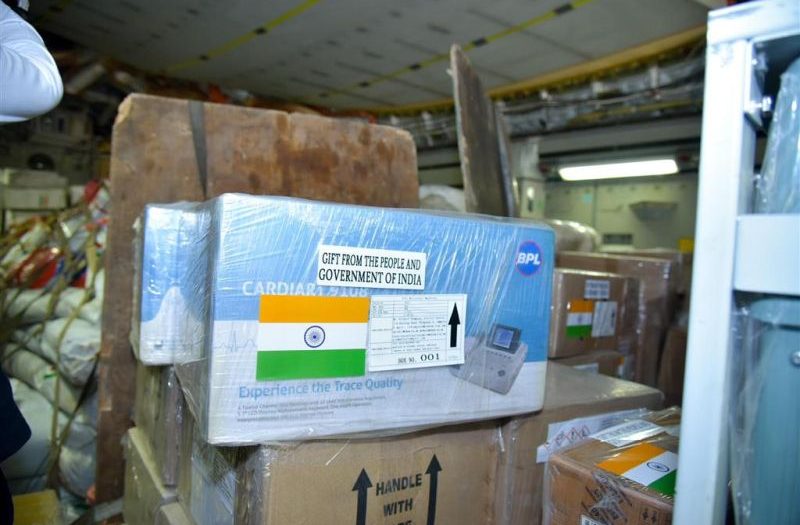 Ayuda humanitaria desde Nueva Delhi hacia Cuba. Foto: Prensa Latina