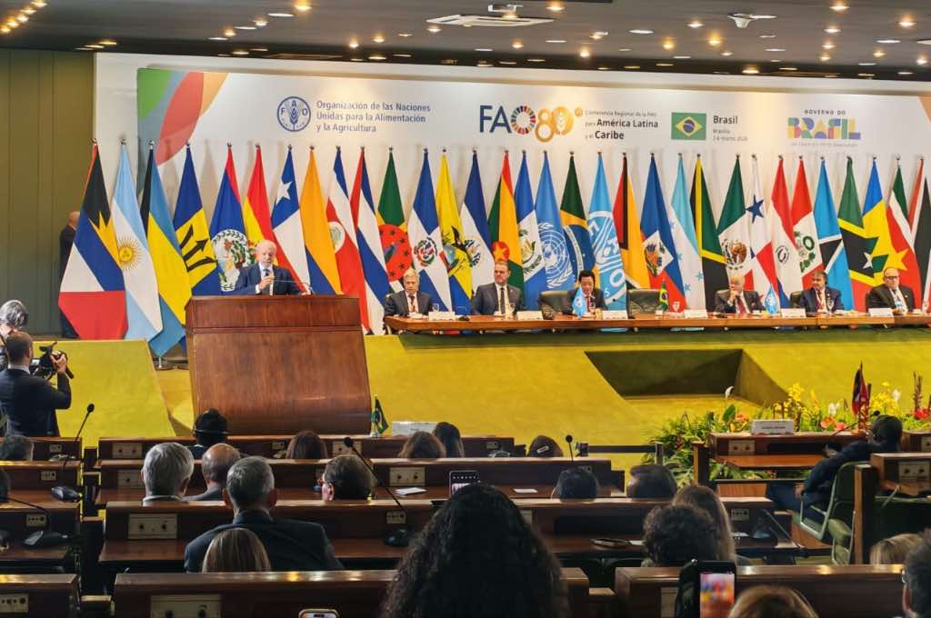 El presidente brasileño, Luiz Inácio Lula da Silva, en la inauguración de la Reunión Ministerial de la 39 Conferencia Regional de la FAO para América Latina y el Caribe. Foto: Prensa Latina